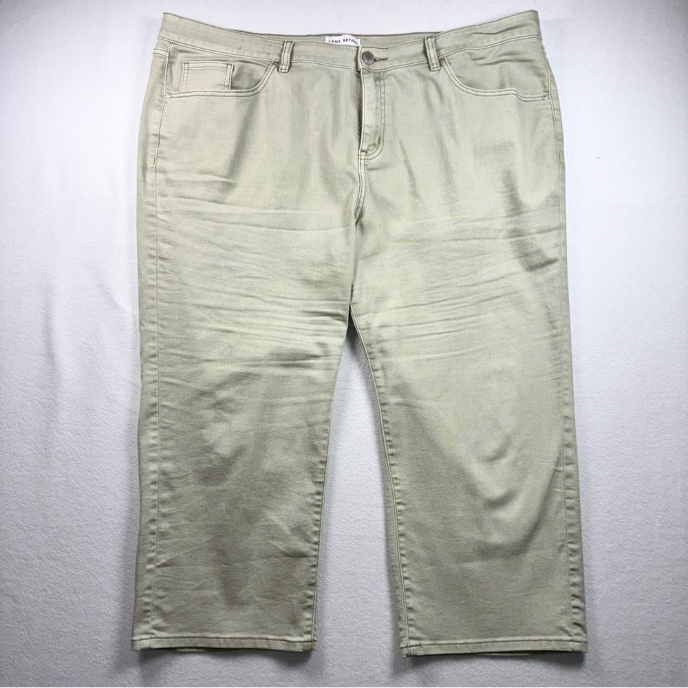 Lane Bryant Cropped Jeans Sage Green Signature Fit Flex Magic Waist Straight 22